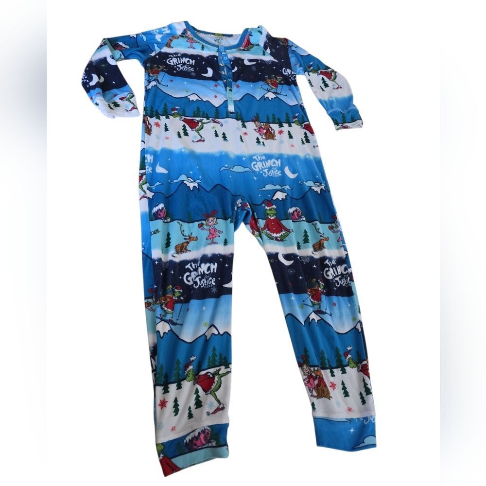 Dr. Seuss The Grinch Blue and White Kids One Piece Size 7/8 Justice